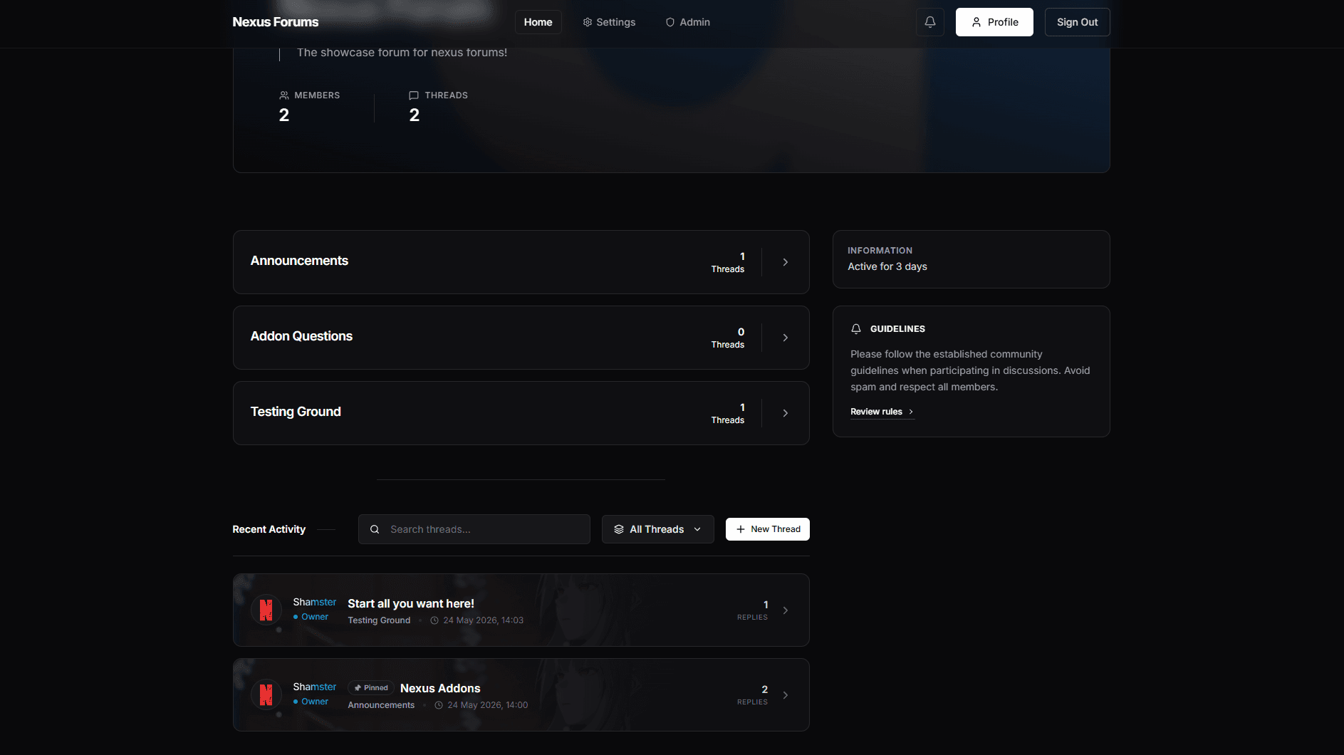 Forum Overview Dashboard